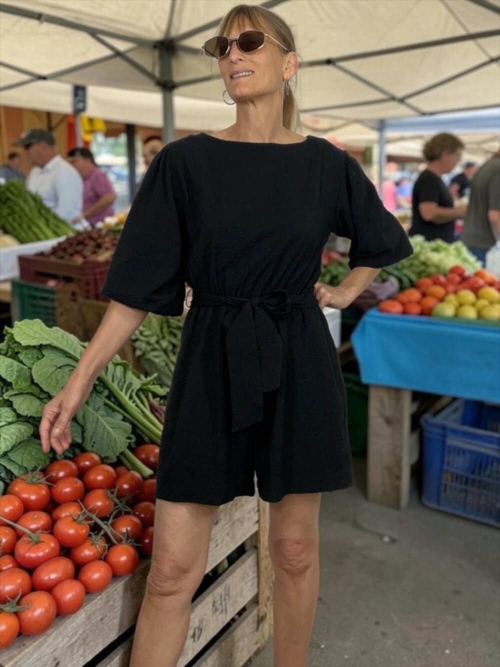 Anthropologie Francesca Balloon Sleeved Romper XS Black NEW